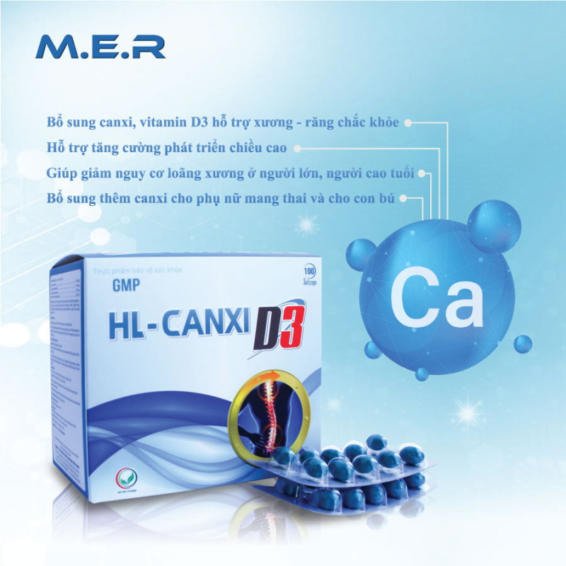 Viên uống HL - CANXI D3 bổ sung Canxi D3 ngừa loãng xương | M.E.R COMPANY LIMITED