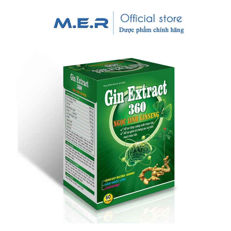 Gin Extract 360 Ngọc Linh Ginseng giúp tăng cường tuần hoàn máu não | M.E.R COMPANY LIMITED