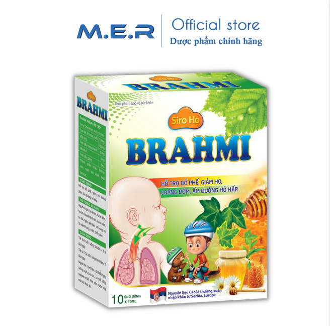 Siro ho thảo dược Brahmi ( hộp 10 ống ) - bổ phế, giảm ho | M.E.R COMPANY LIMITED